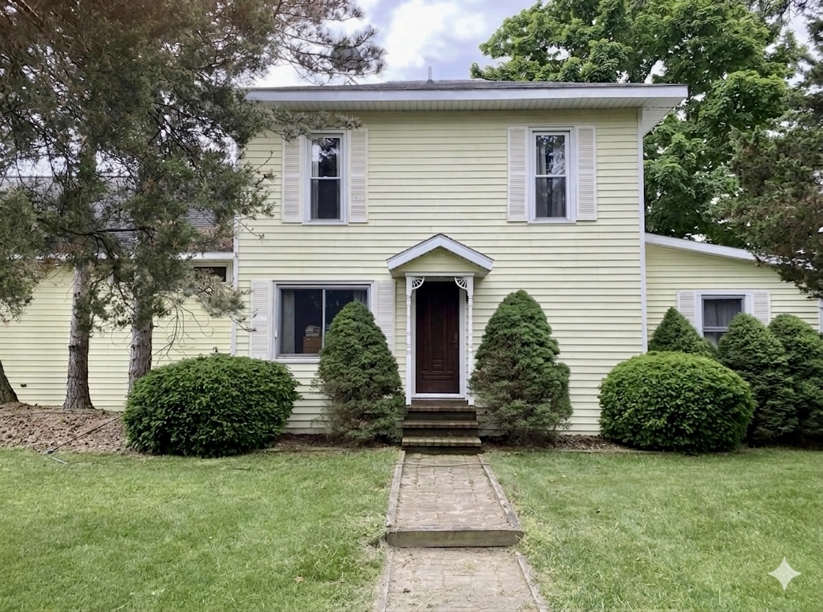 Home exterior before pressure washing — dirty and weathered