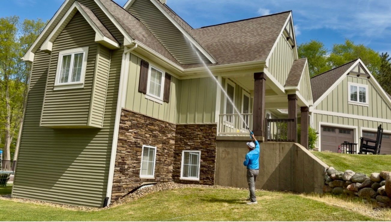House siding after professional soft wash — Rapid River Pro Wash